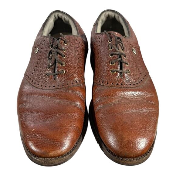 FootJoy Men’s Brown Pebbled Leather Oxford Shoes Casual Dress Golf Size 9 C - Picture 3 of 8